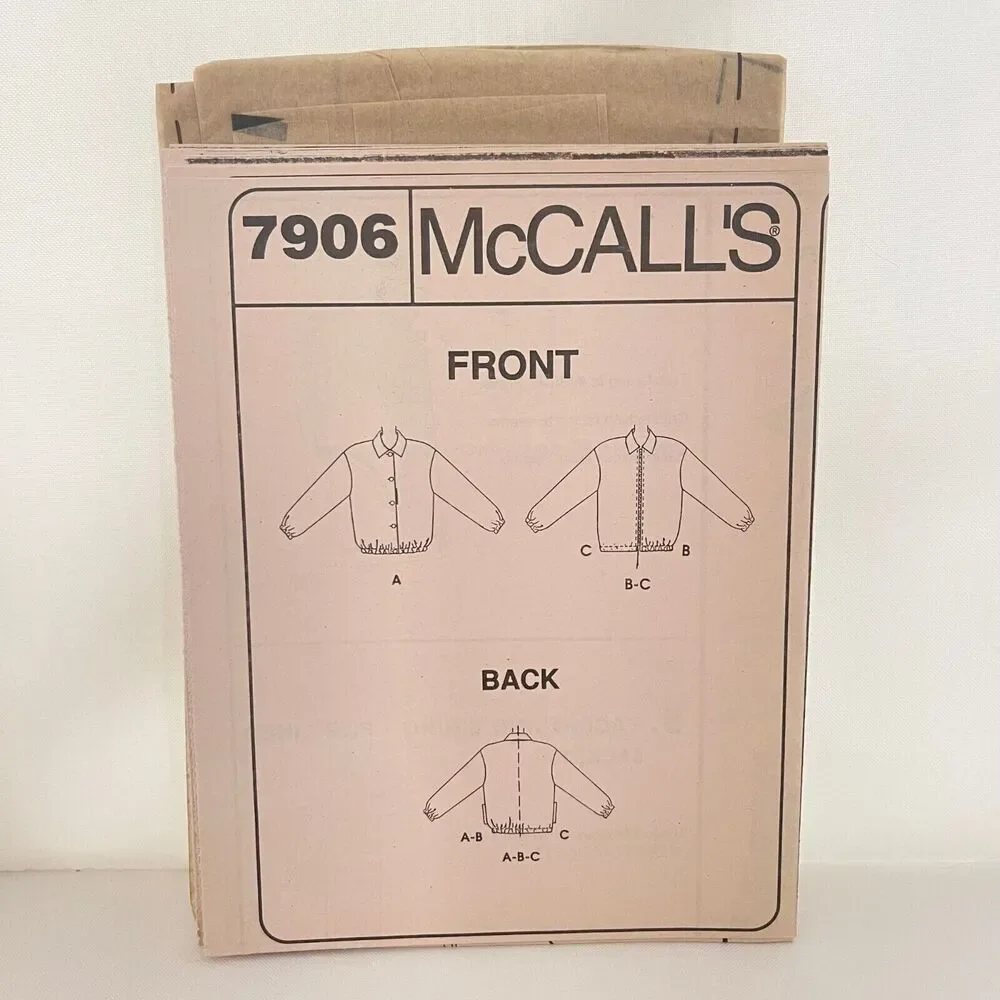 #7906 McCalls Misses Lined or Unlined Jacket Sewing Pattern Size 12-14